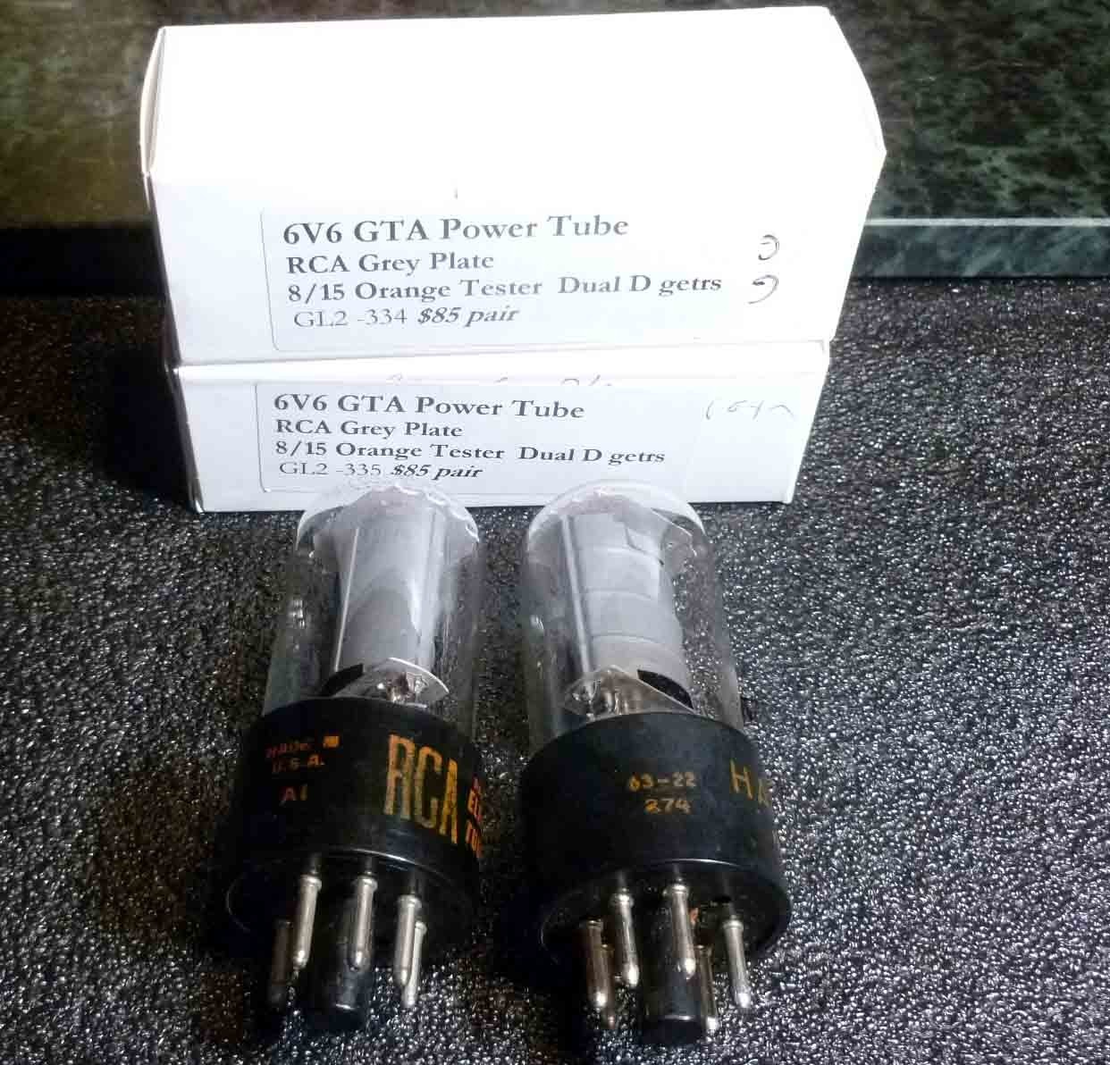 Matched Pair RCA Grey Plate 6v6 GTA Power Tubes Both Test 110+ Strong!