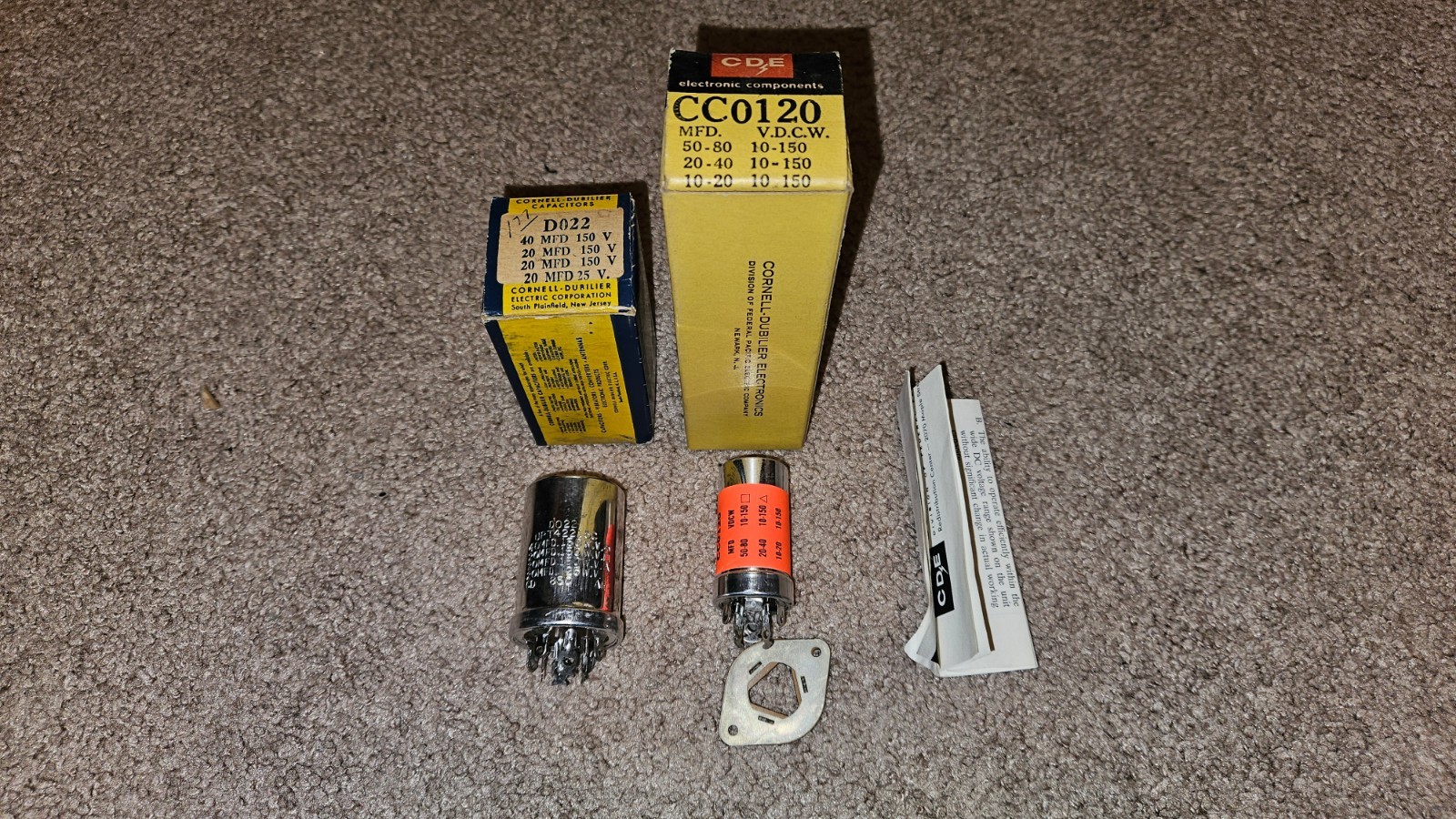 Lot of 2 NOS Cornell-Dubilier Electrolytic Capacitors – 150V Rated