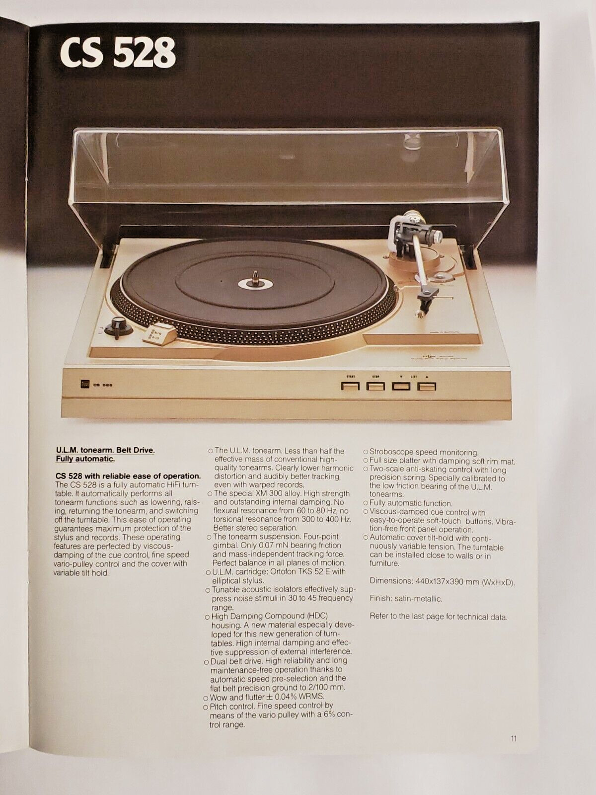 Rare Dual Turntable Dealer Brochure Specs Sheet CS741Q 728Q 627Q Great Condition