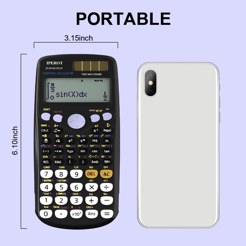 Scientific Calculators, IPEROT Black Math Calculator with 417 Function, BLACK
