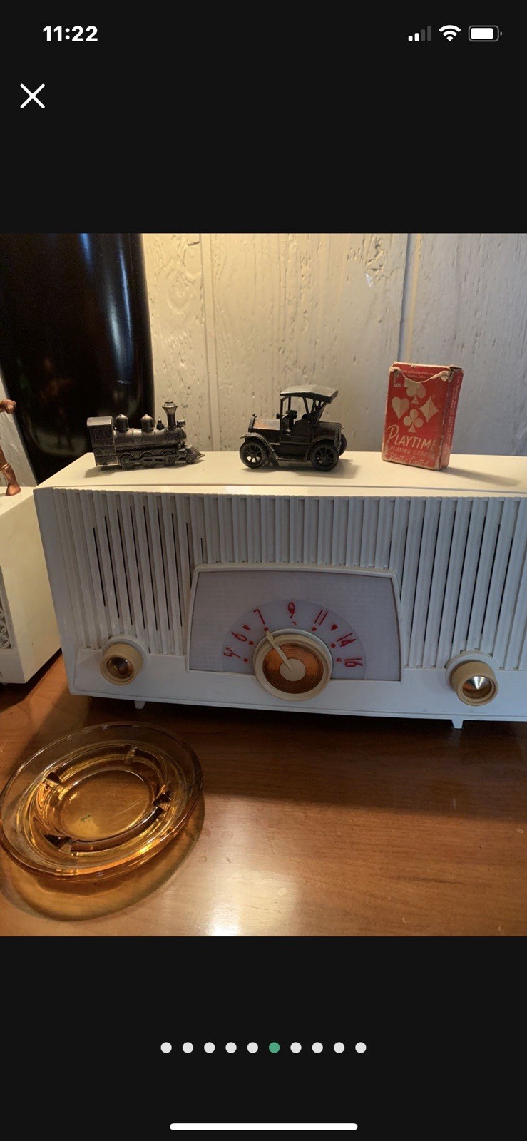 Vintage 1950s MCM Phillps Twin Speaker Radio White Lights Up and In Working Cond