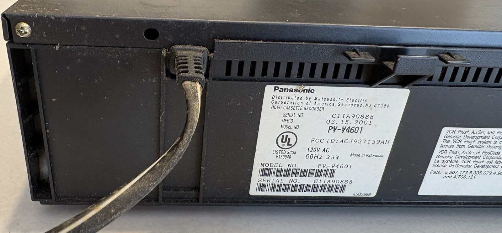 Panasonic VCR Plus PV-V4601 4 Head Hi-Fi Stereo Omnivision No Remote, Tested