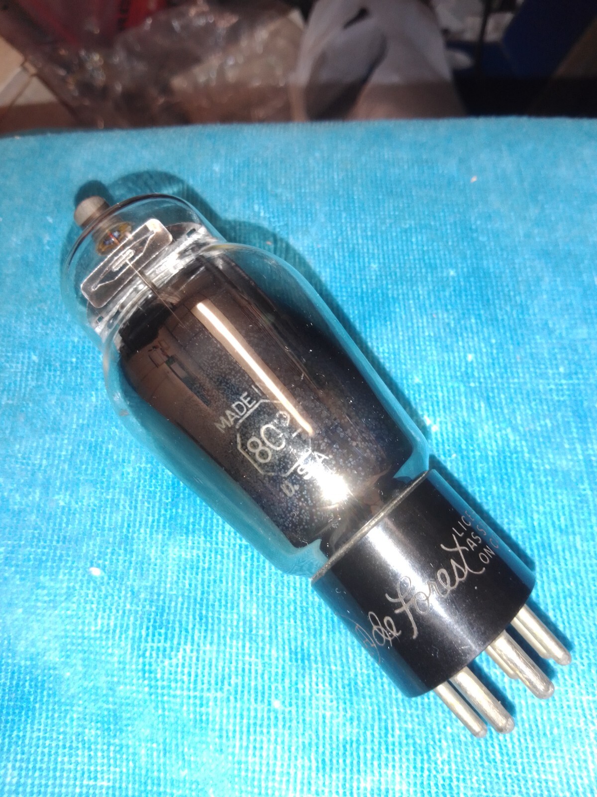 RCA DeFOREST 802 ENGRAVED BASE HAM RADIO TRANSMITTING TUBE – TV7 TESTED