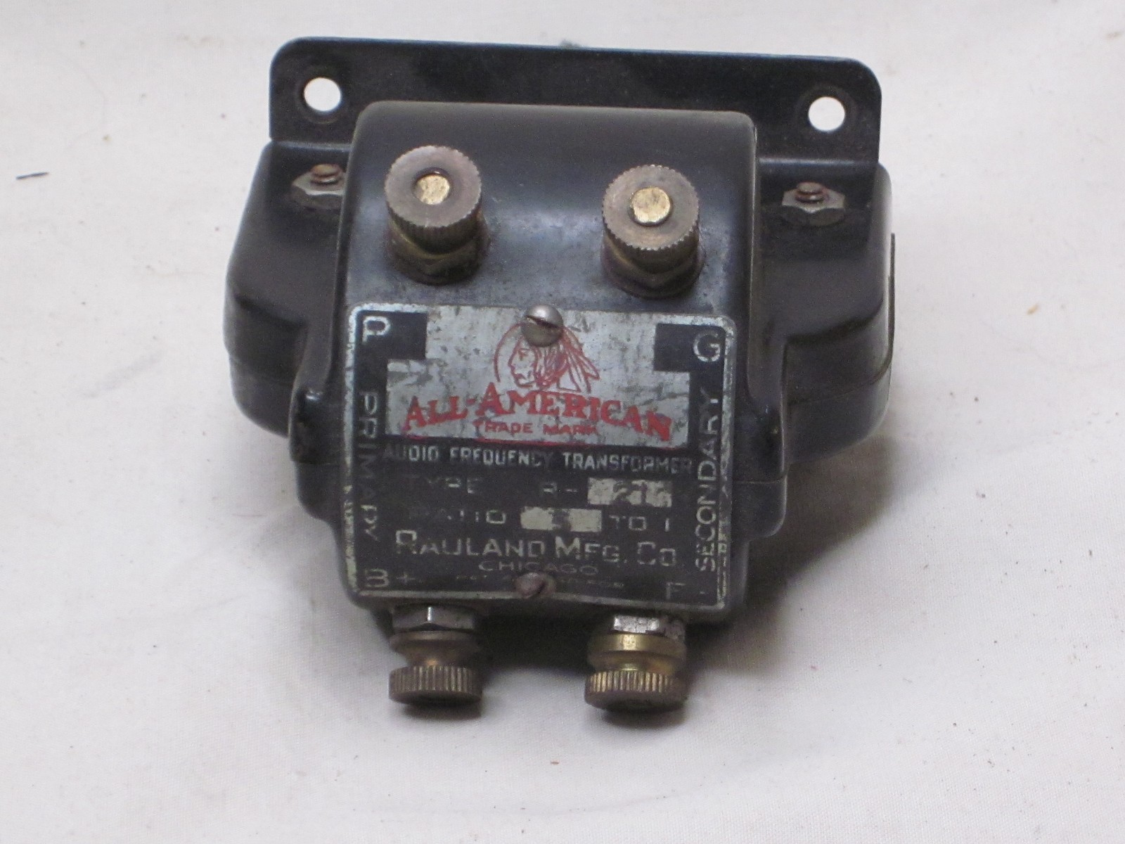 vintage ALL-AMERICAN AUDIO FREQUENCY TRANSFORMER R-21 RAULAND MFG.