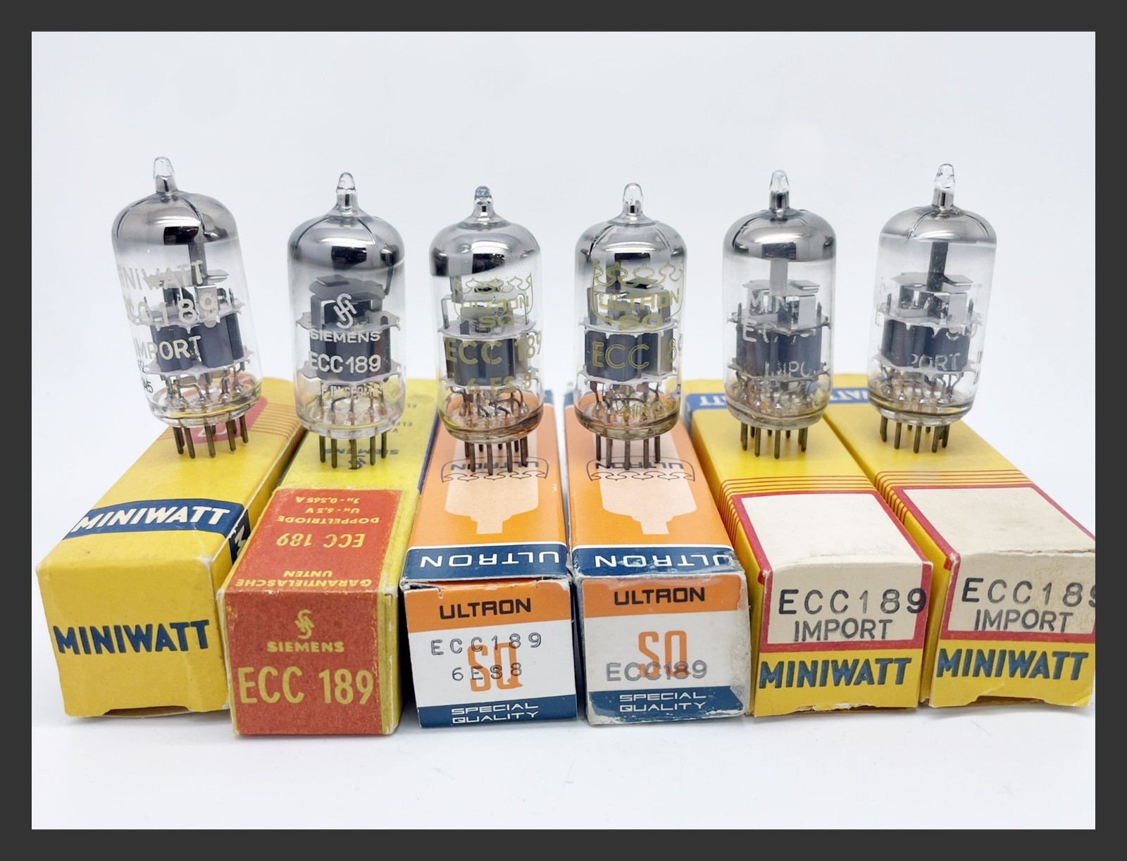 6 x NOS Siemens Philips Ultron ECC189 6ES8 Dual Triode Audio Vacuum Tubes