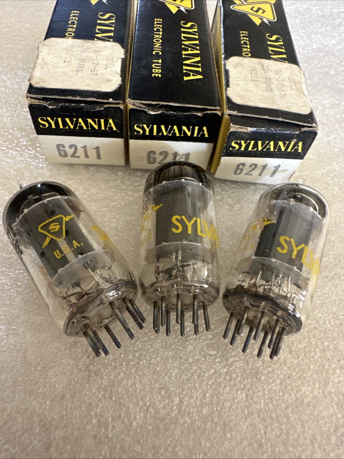 Sylvania 6211 Vacuum Tubes – Made in USA 1967 – NOS W/ Original Boxes