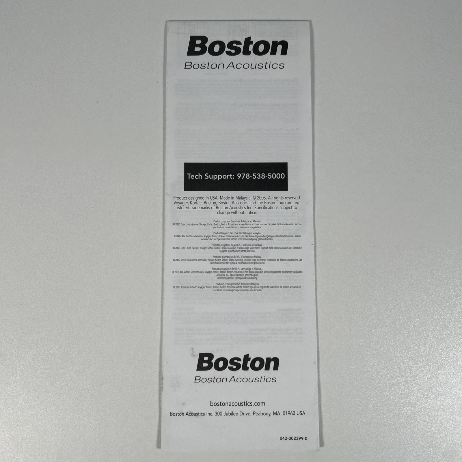 Boston Acoustics Voyager Pro Indoor Outdoor Speakers Owners User Manual Original