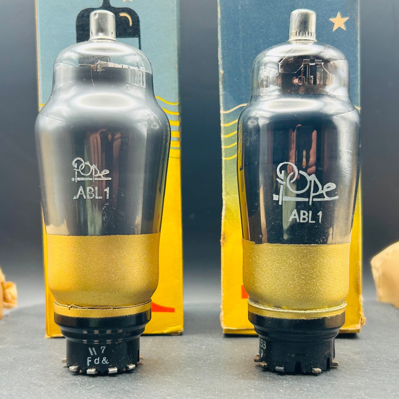 2x Pope ABL1 NOS Boxed Pair Vintage Radio Side Contact Tubes