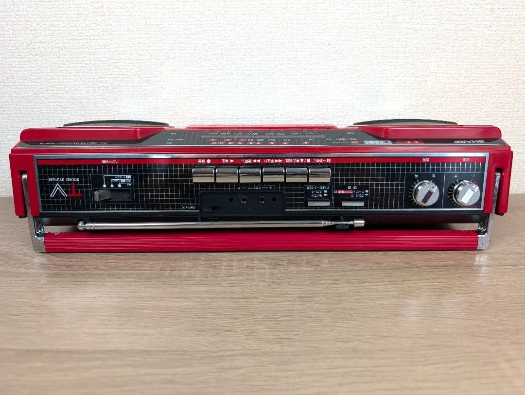 SHARP QT-25 Red Stereo Radio Cassette Recorder Showa Retro FM AM Fully Works