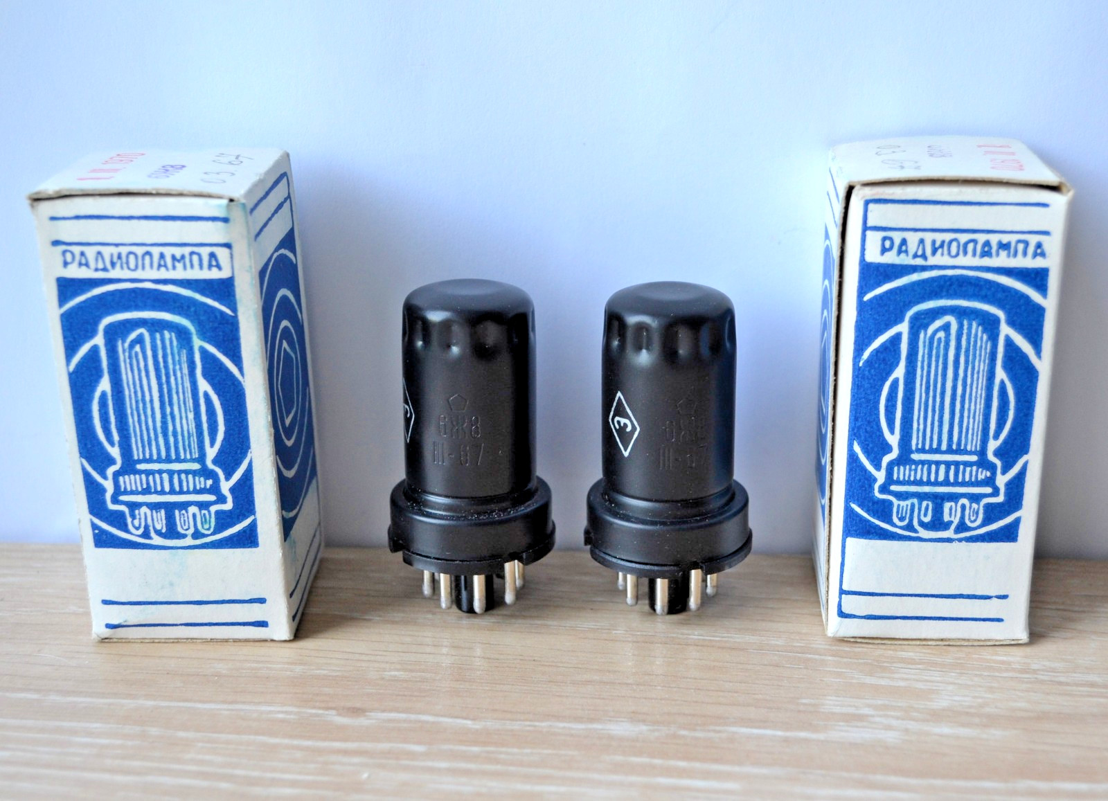 6pcs 6J8 6Ж8 = 6SJ7 HF Pentode Tube NEVZ Soviet MATCHED DATE 03/1967 NEW in BOX