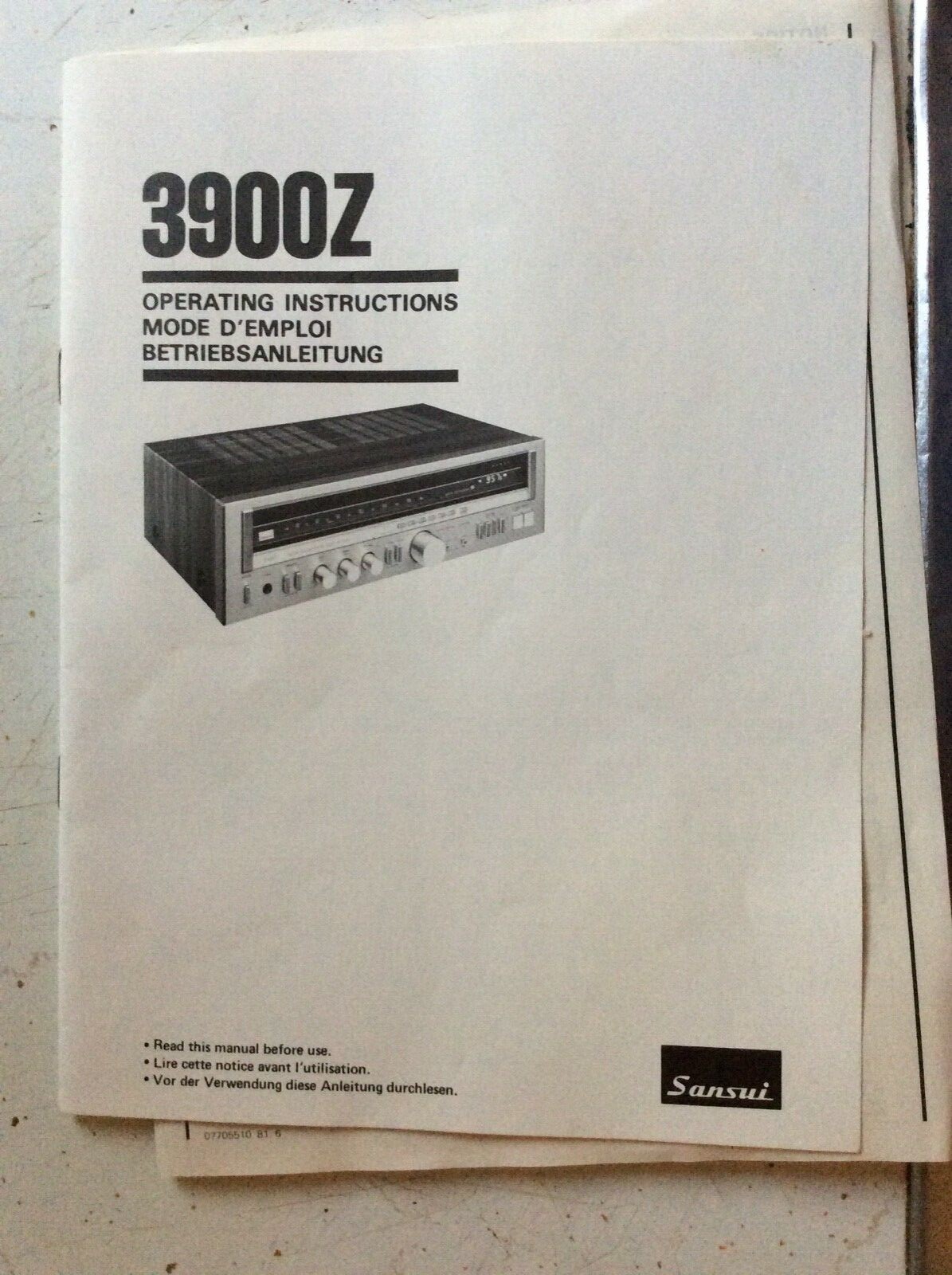 SANSUI 3900Z…Owners Manual and bonus material for the avid collector
