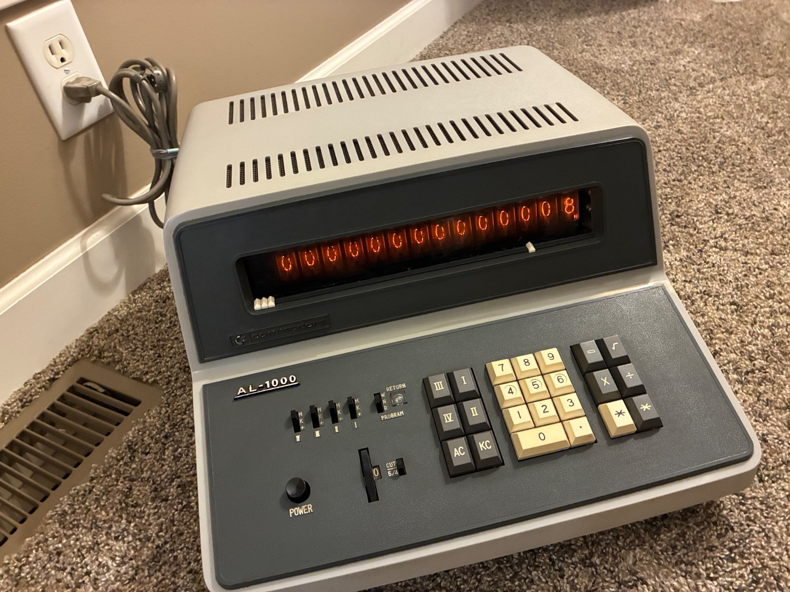 Rare Working 1967 Commodore AL-1000 Nixie Calculator Cover Manual Museum Piece
