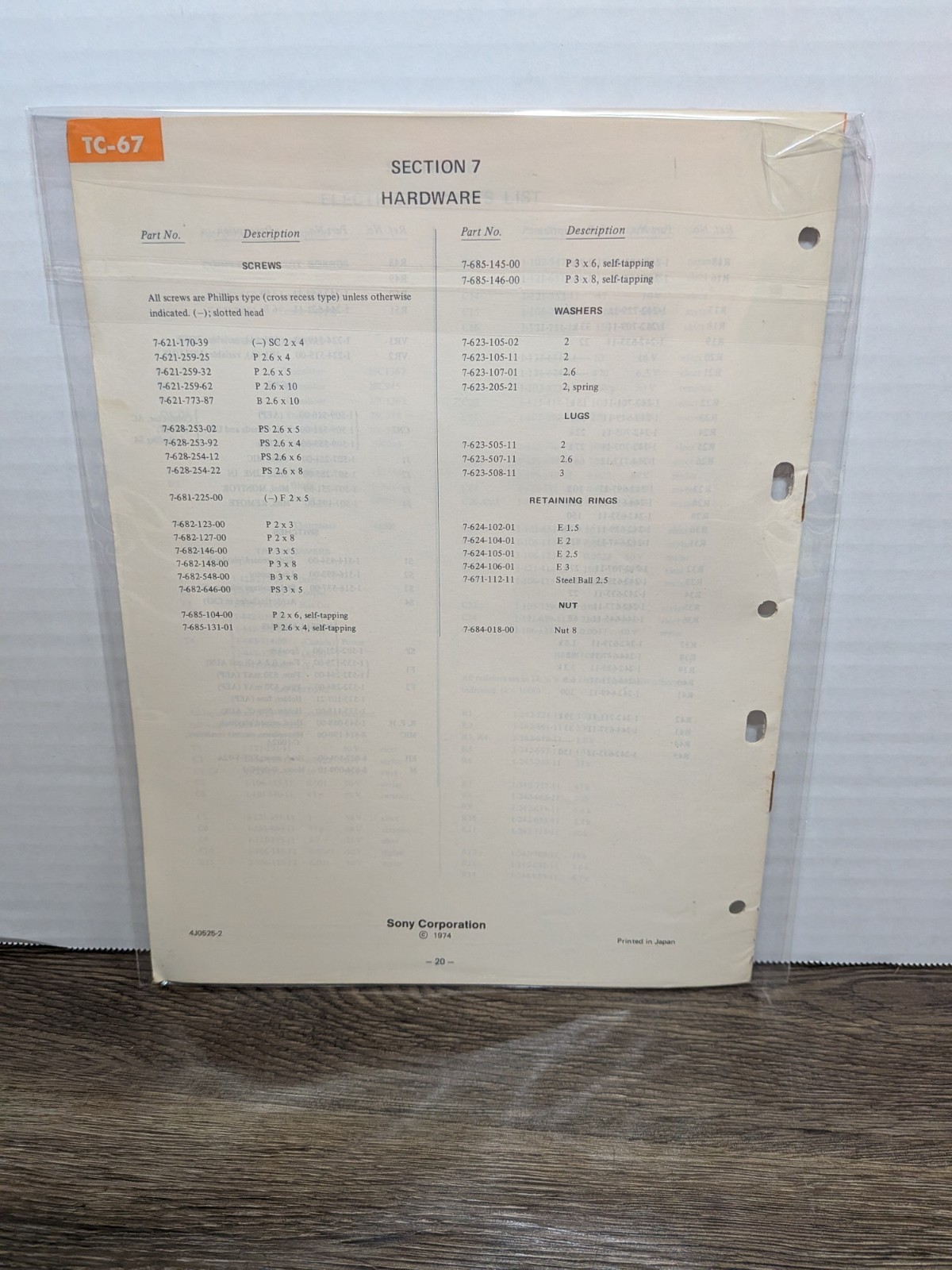 Sony TC-67 Cassette Tape Corder Recorder Service Manual Original OEM Paperwork