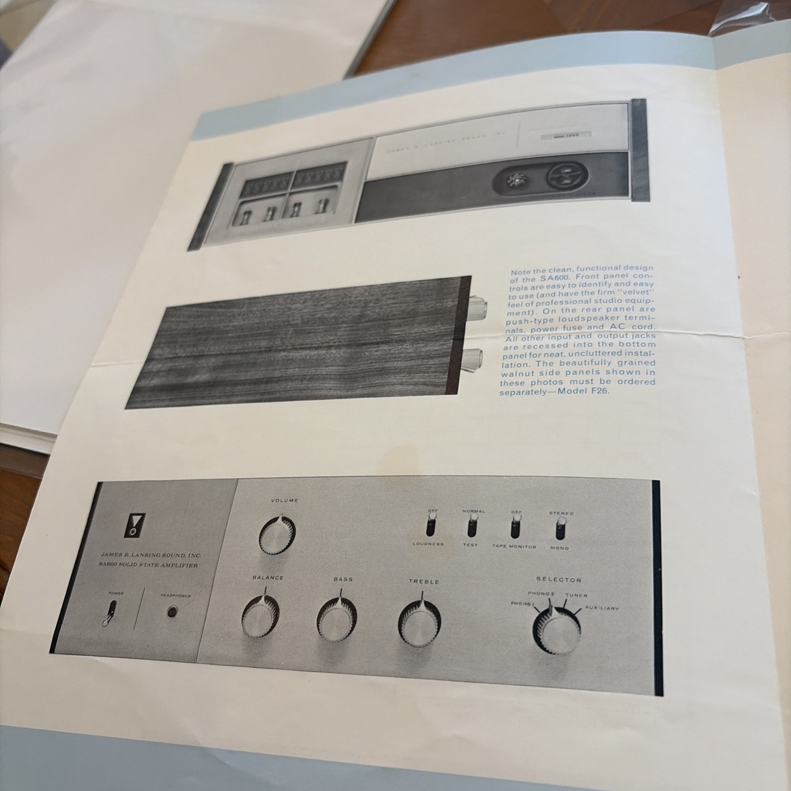 JBL SA600 Solid State Amplifier Promo Brochure 4 Pages