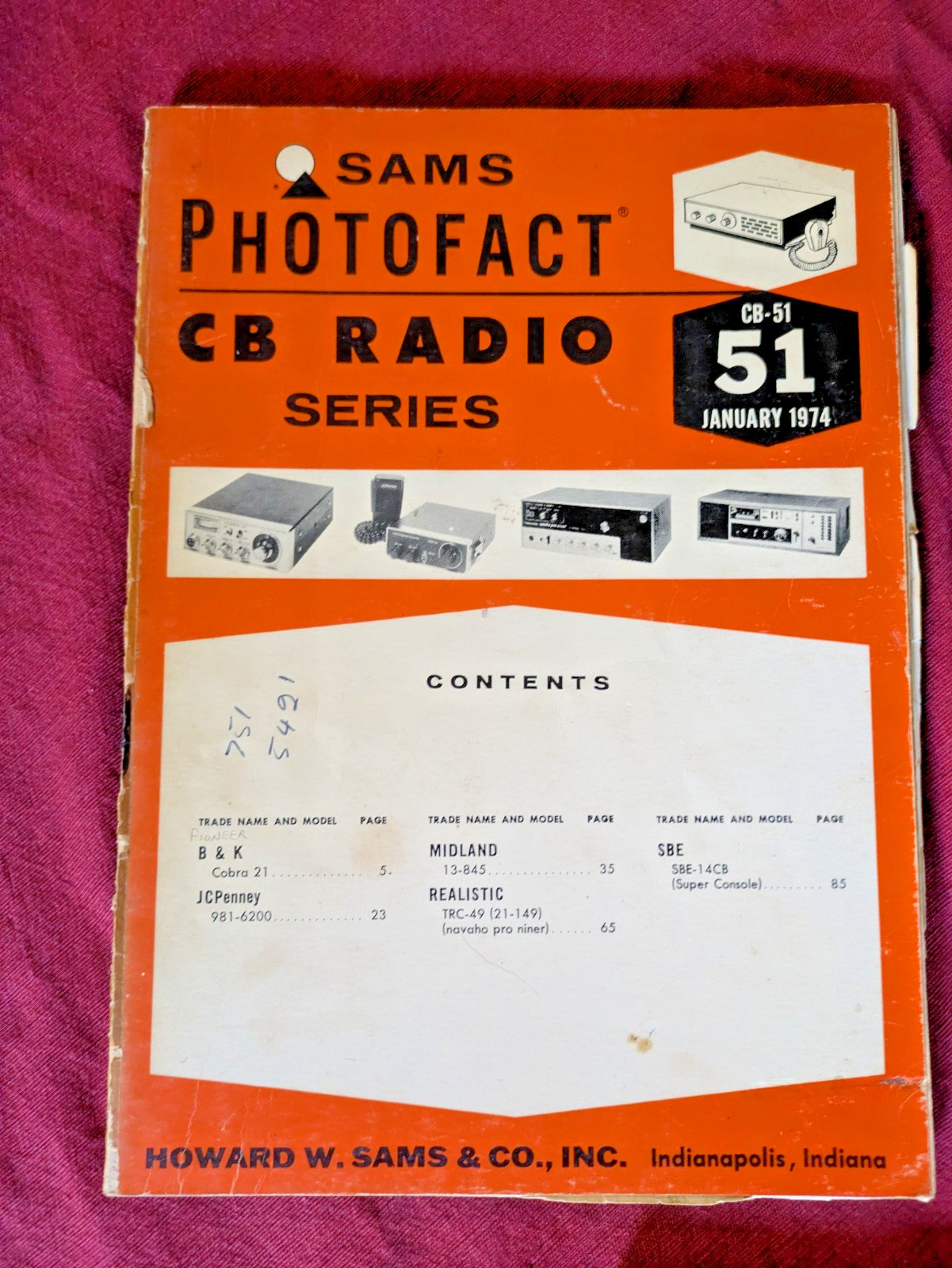 SAMS Photofact CB Radio Series Manuals CB-51 CB-52 CB-53 CB-54 CB-58 1974 Lot