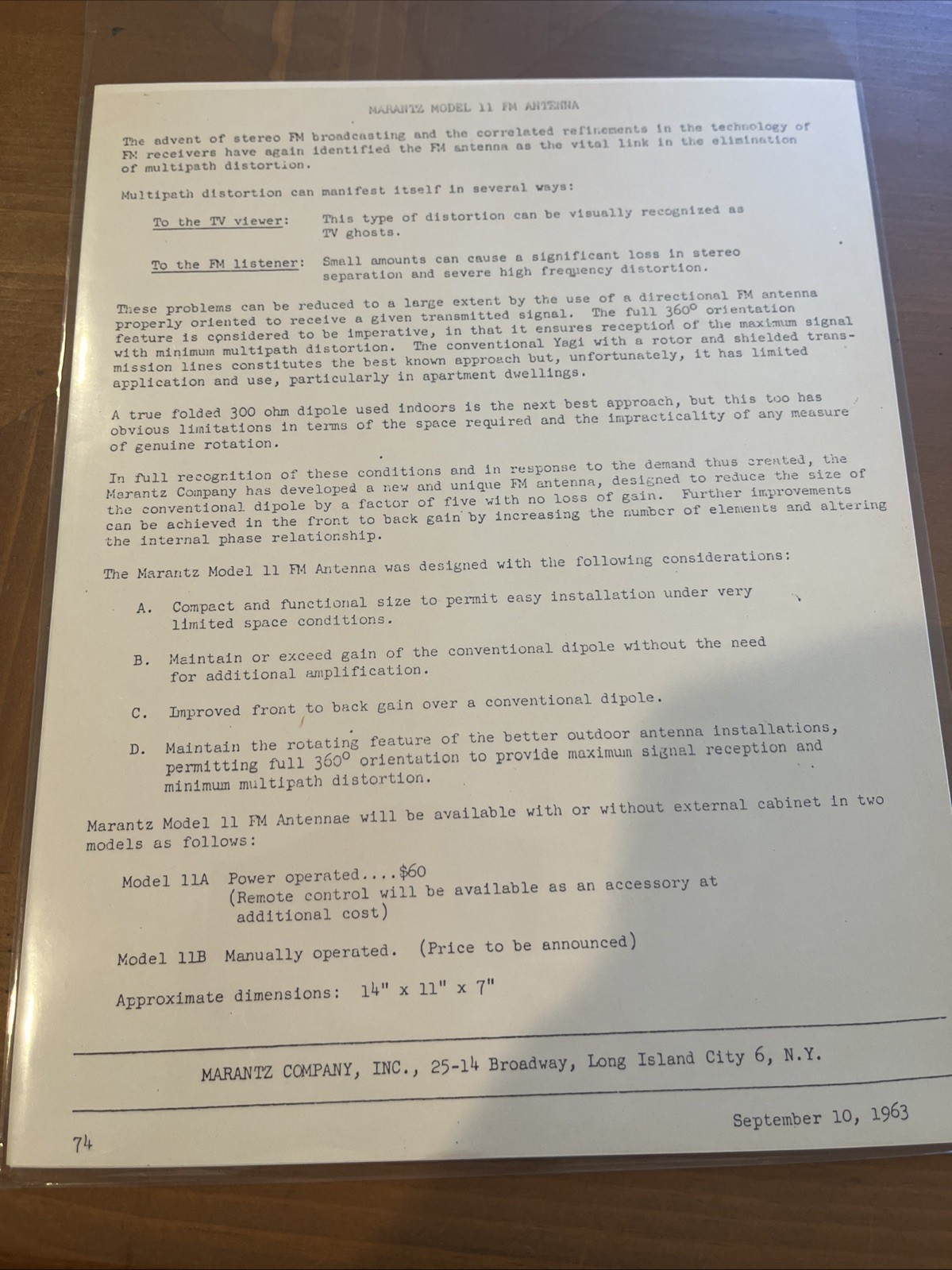 Marantz Copy Model 11 FM Antenna Manual