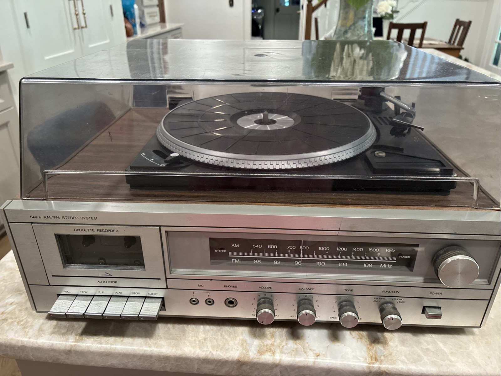 Vintage Sears AM/FM Stereo System Turntable Cassette 304-91810251 Parts Read