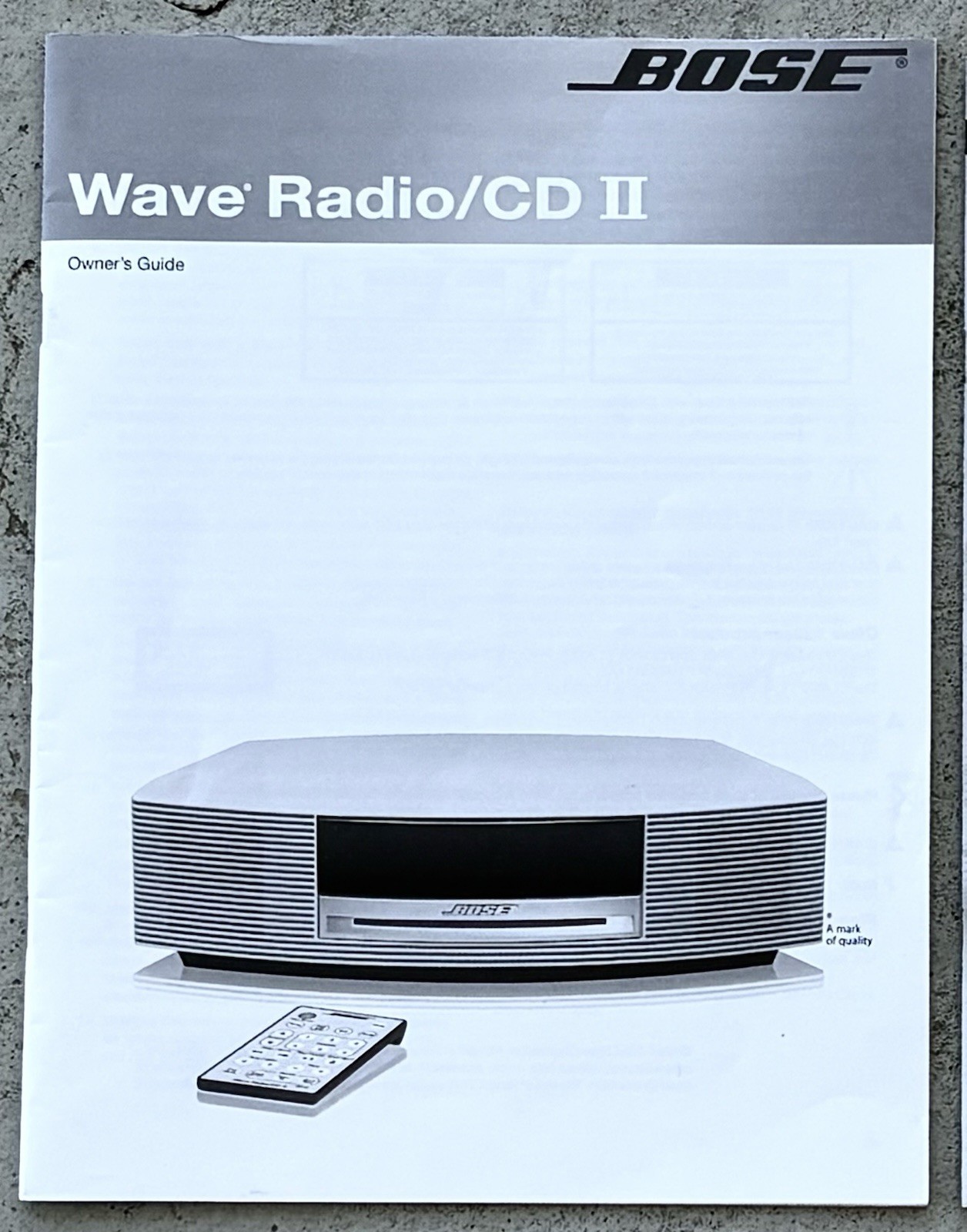 Bose Wave Radio CD 2 – Owners Guide User Manuals Original Instruction Booklets