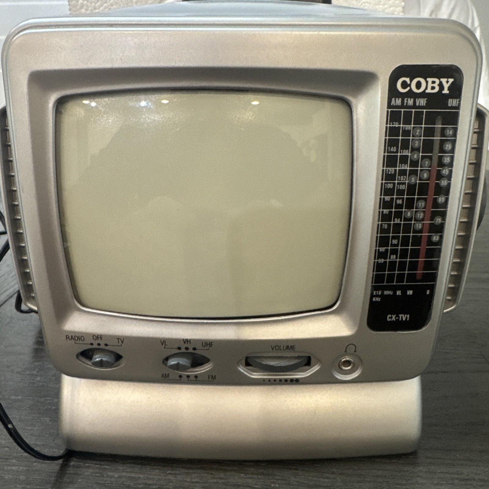 Coby CX-TV1 Black White 5-inch Portable VHF/UHF TV with AM/FM Radio