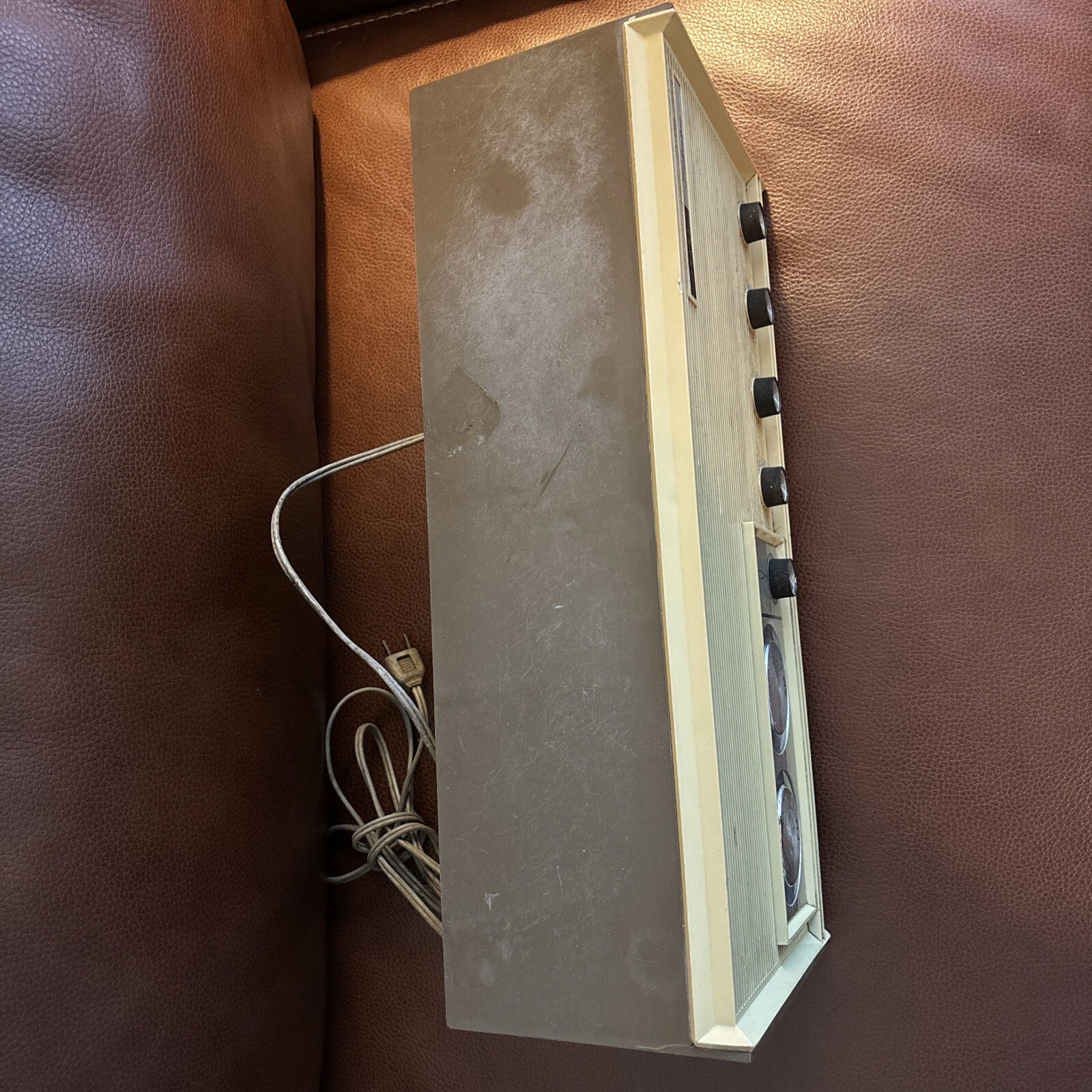 Sears Silvertone AM/FM Radio Tube Type Vintage 1960’s Ivory/Brown WORKS!!