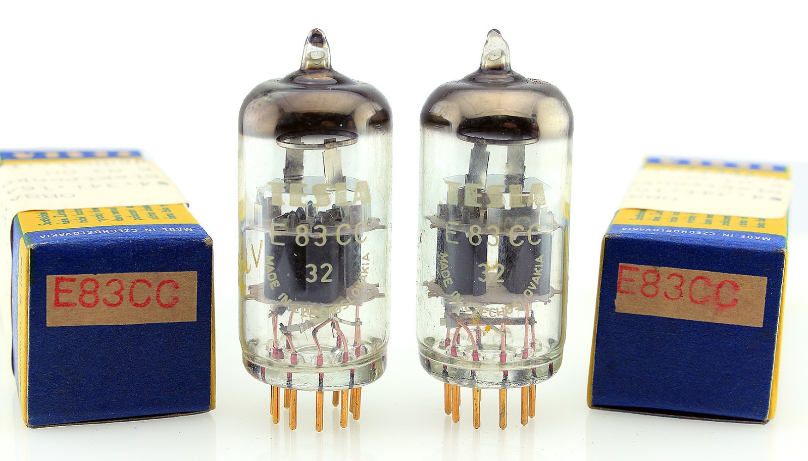 Matched Pair 1973 Tesla E83CC ECC83 ECC803S Gold Pin NOS Military Vacuum Tubes