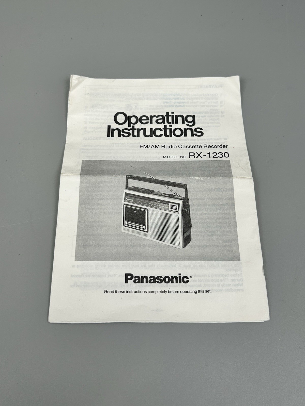 Panasonic RX-1230 Receiver Tape Recorder Shortwave Radio AC Power Cable Cord OEM