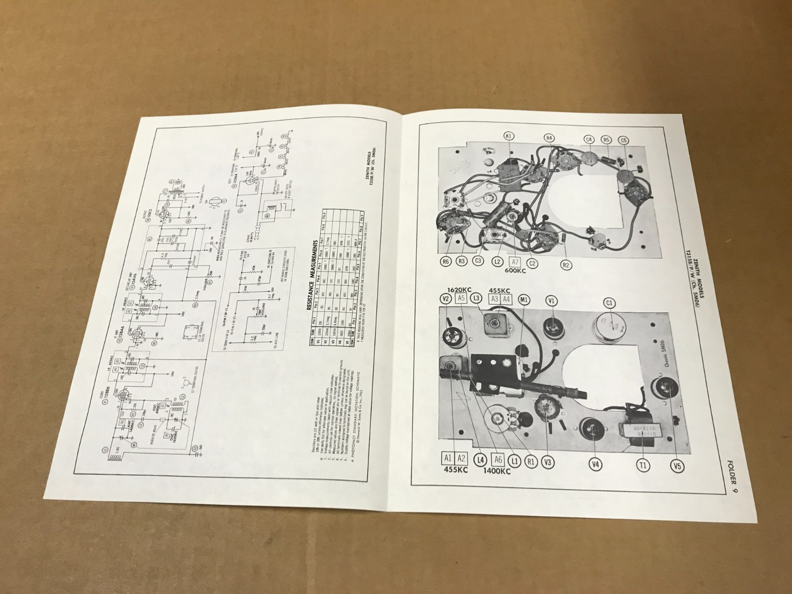 Vintage Photofact Folder – 783 – Zenith Models T315B/P/W (Ch. 5M06)