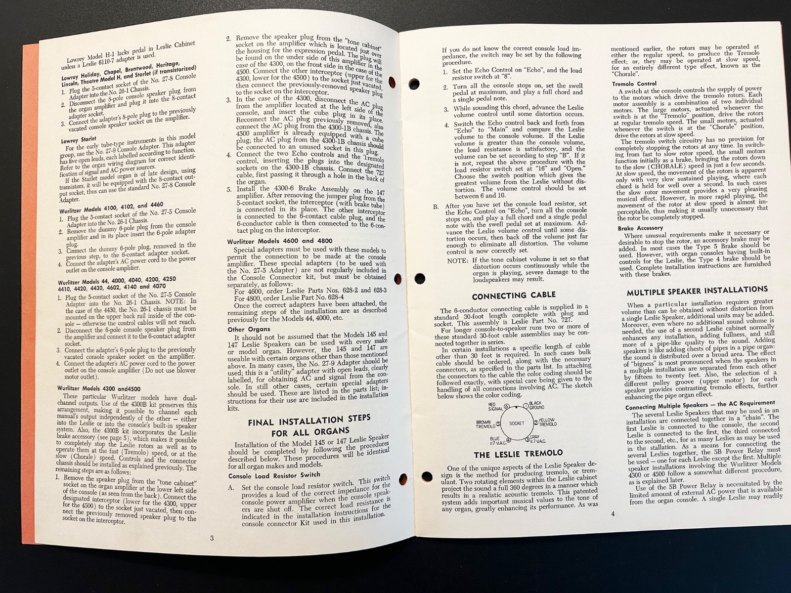 Original Leslie Speaker Model 145 & 147 Owner’s Service Manual M1