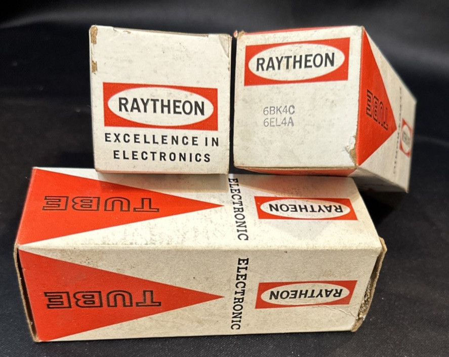 Vintage Raytheon 6BK4C/6EL4A Electronic Tubes Lot Of 3 NOS In Original Boxes