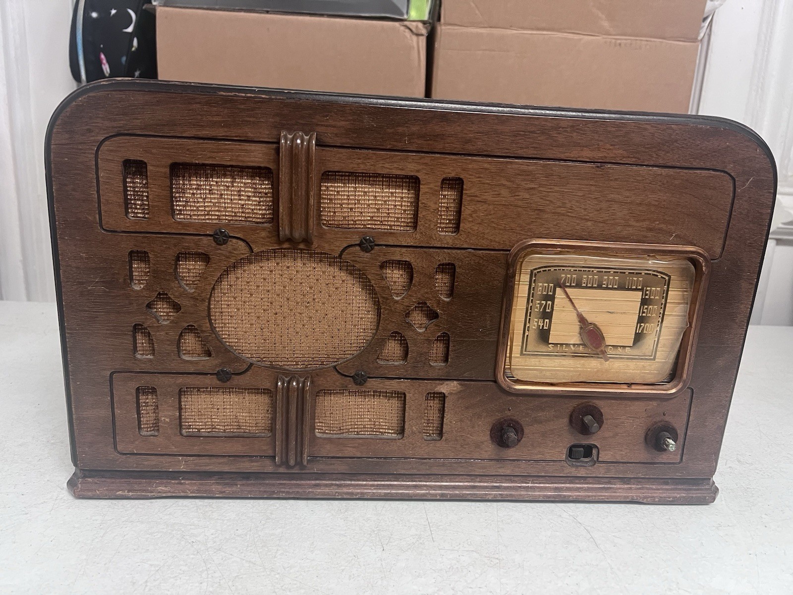 Vintage Silvertone Model 2451 Art Deco Wood Tube Radio Sears Untested AS-IS