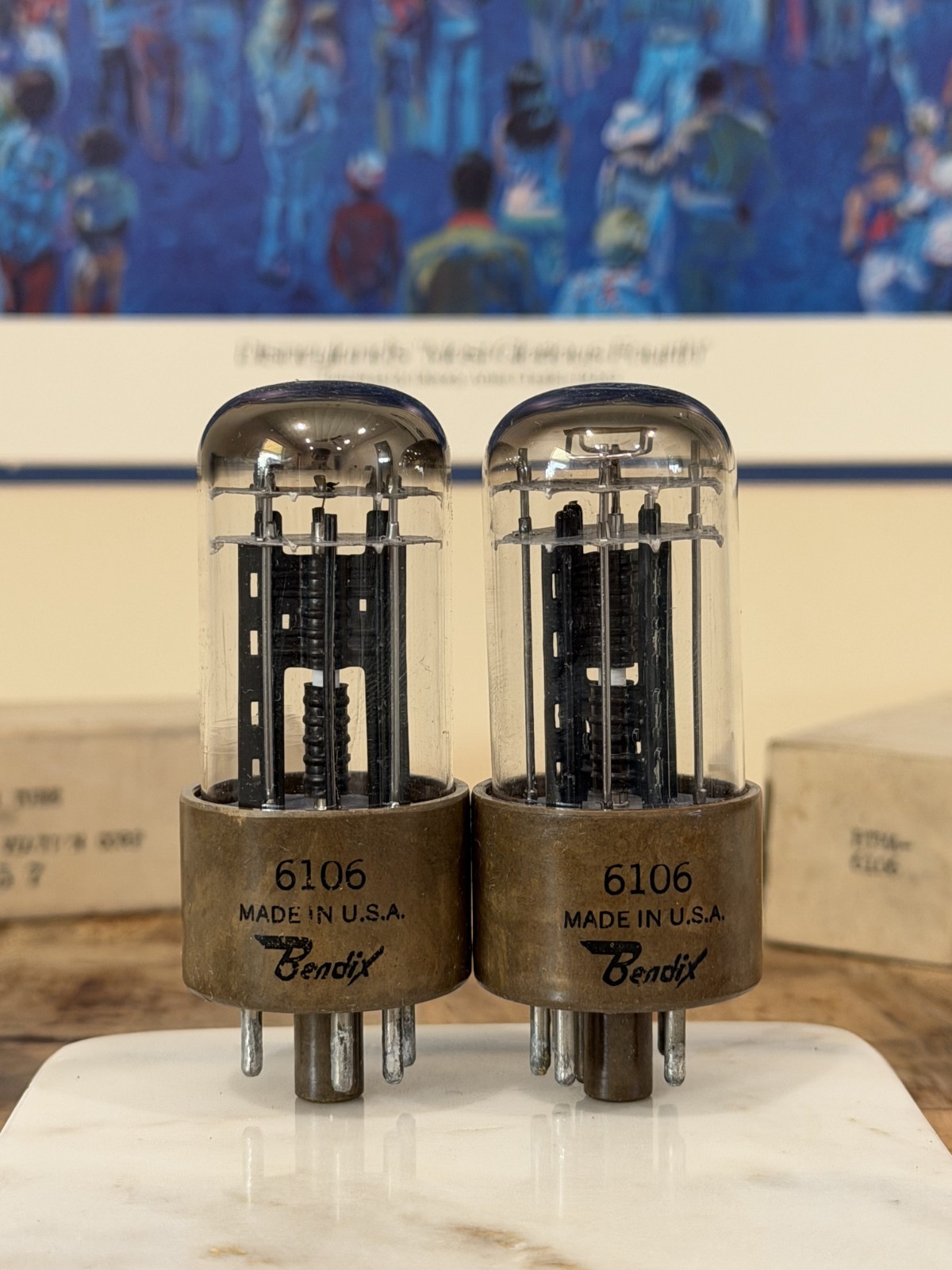 PAIR NOS NIB BENDIX RTMA 6106 / 5Y3 Triple Mica 4 Support Rods DD GETTER Tubes