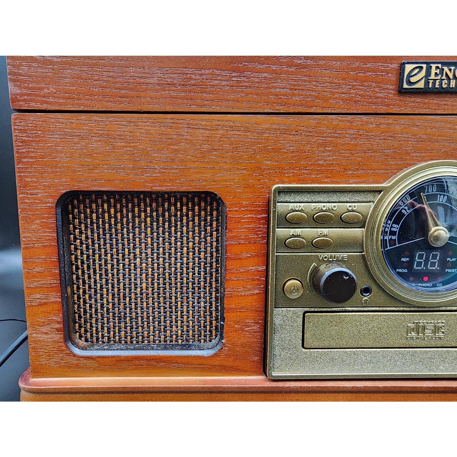 Encore Vintage Turntable 33/45/78 CD Cassette Radio Wood Unit + Albums