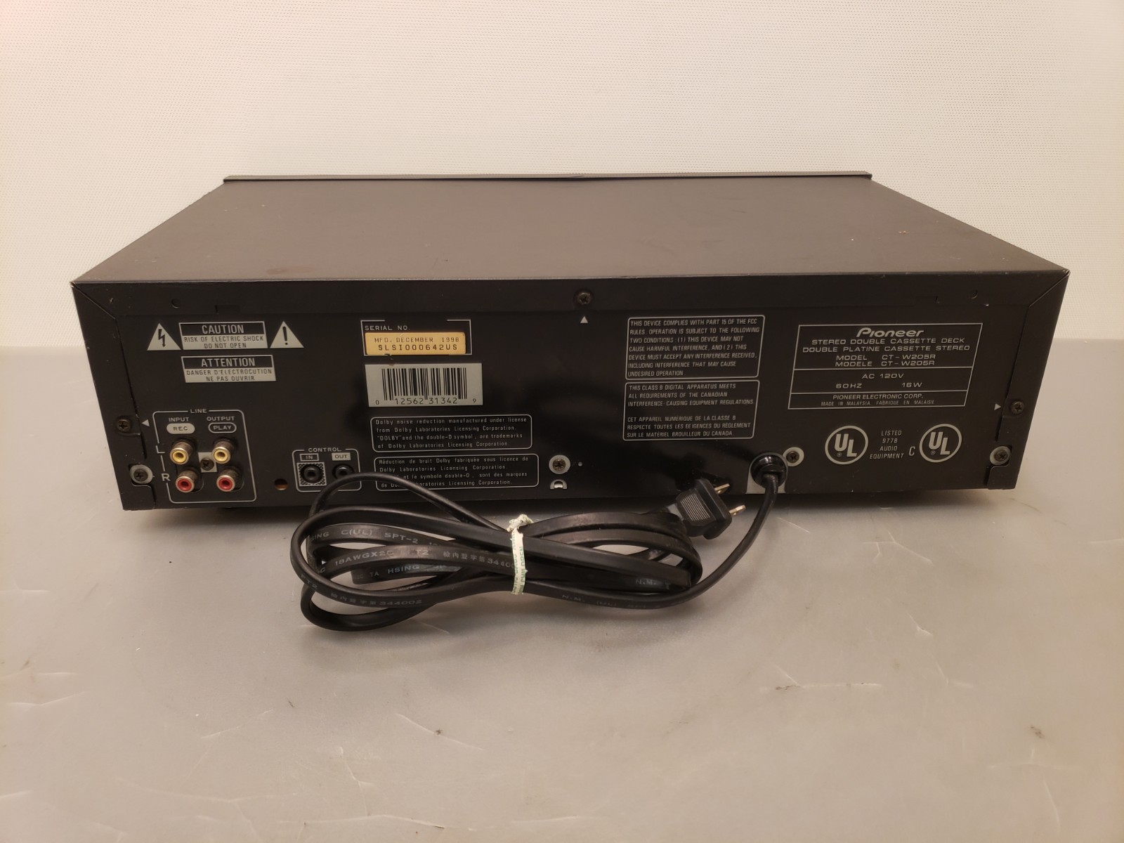 Pioneer CT-W205R Component Stereo Double Cassette Deck Both Decks Tested Working
