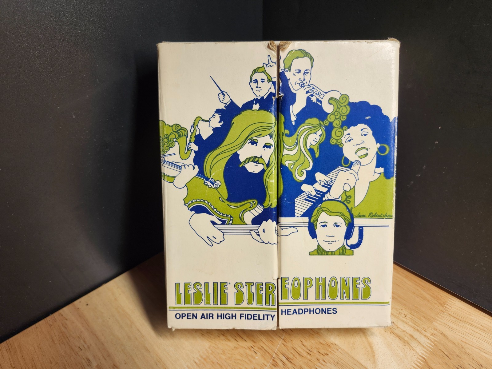 Vintage LESLIE Stereophones W2 Open Air High Fidelity Headphones w/Box TESTED