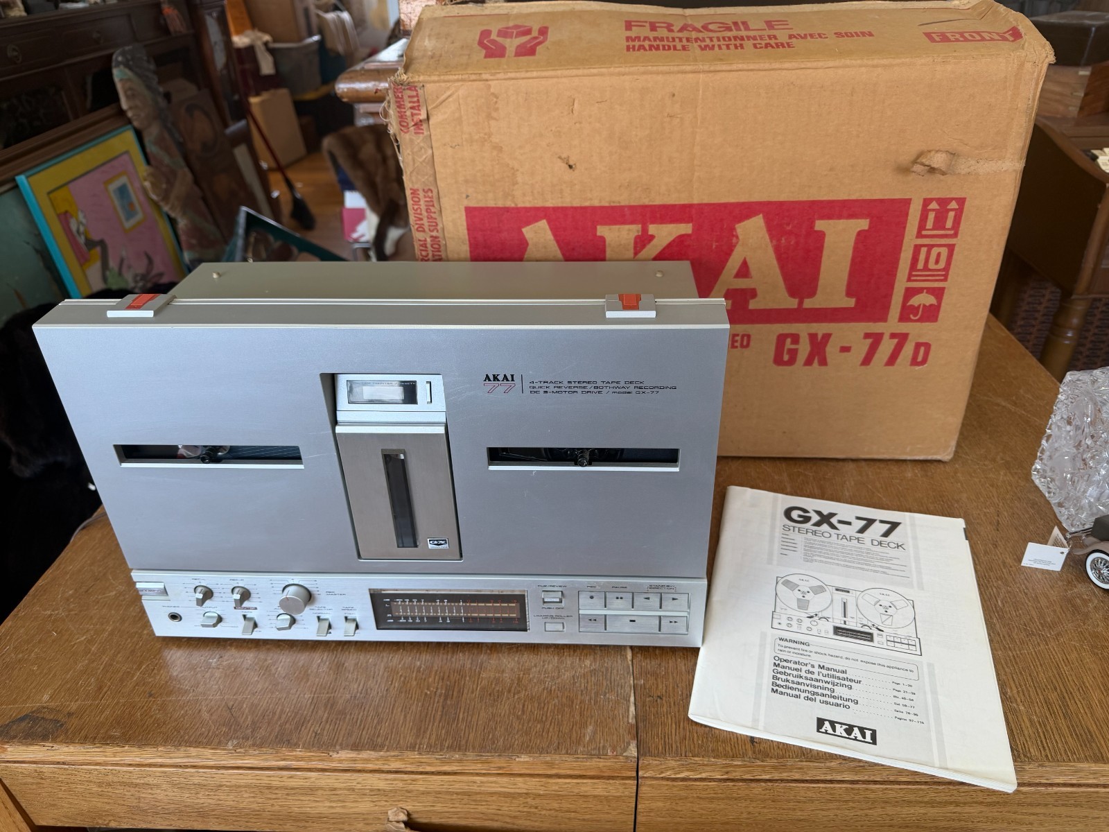Vintage Akai GX-77 Four Track Stereo Tape Deck Reel to Reel Player with Manual