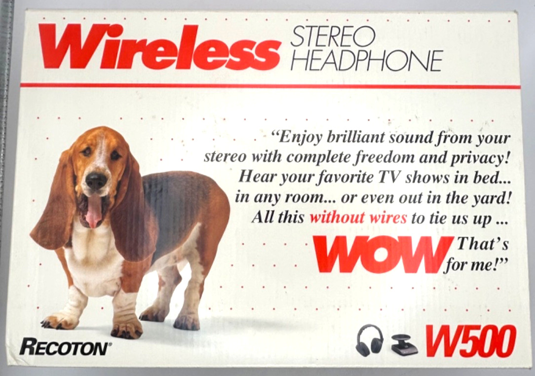Vintage Recoton W500 Wireless Stereo Headphones 900MHz RF Open Box 1994