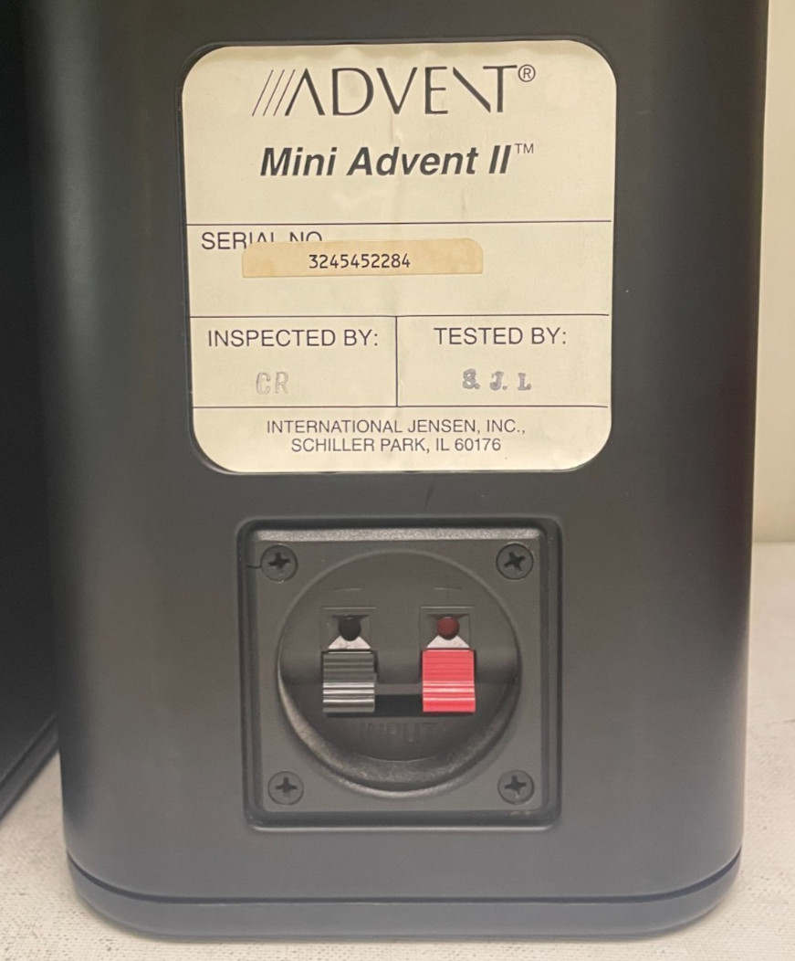 Mini Advent II Stereo Bookshelf Speaker Pair Wood Grain Tested