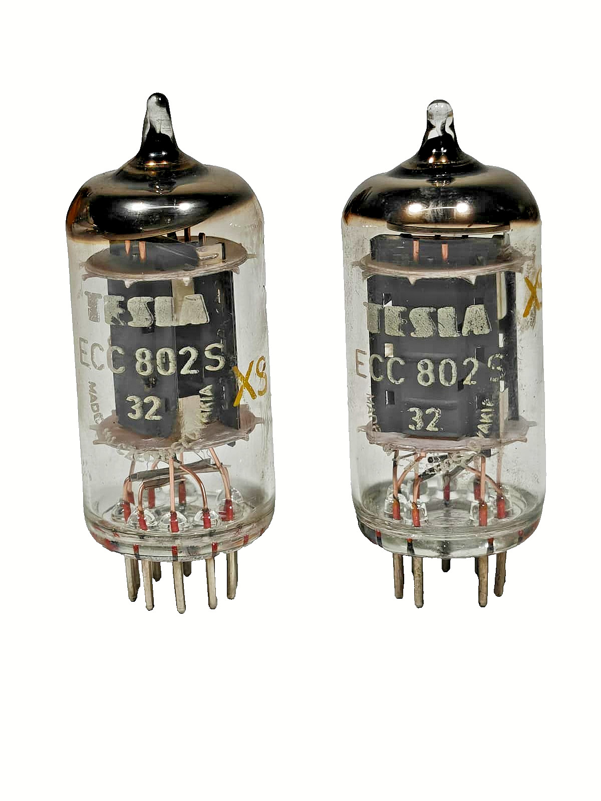 PAIR BY GAIN ECC802S /ECC82/ TESLA TESTED WITH ROETEST V10 LONG PLATES