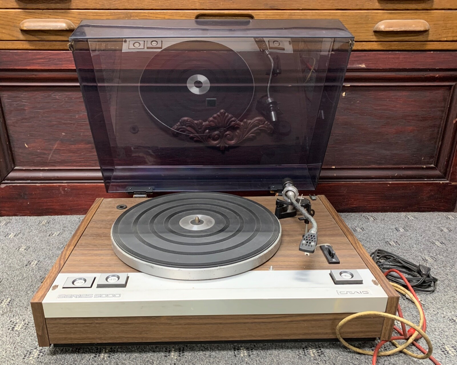 Craig 5102 Turntable Series 5000 – Vintage – TURNS ON, NO OUTPUT, PARTS REPAIR