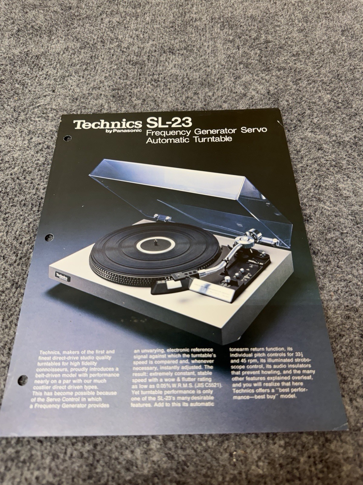 ⭐️ Original Technics SL-23 Stereo Turntable Dealer Sales Brochure NICE! ⭐️