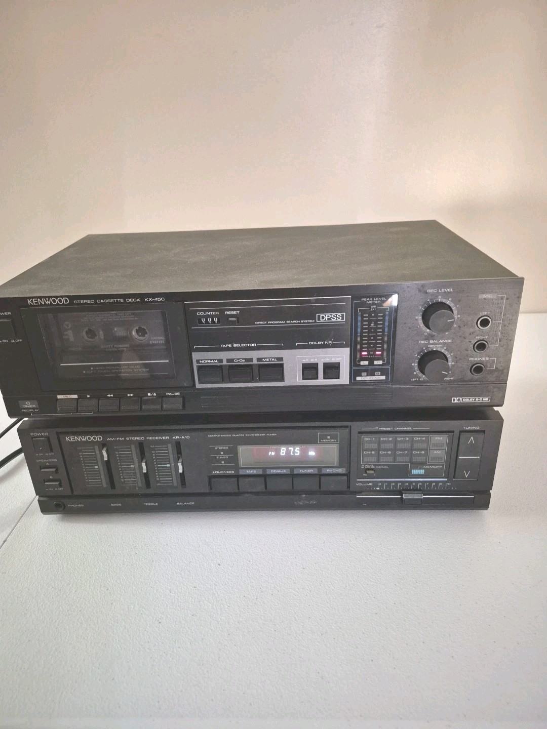 Kenwood Receiver KR-A10 And Stereo Cassette Deck KX-45C Power Up Not Tested AsIs