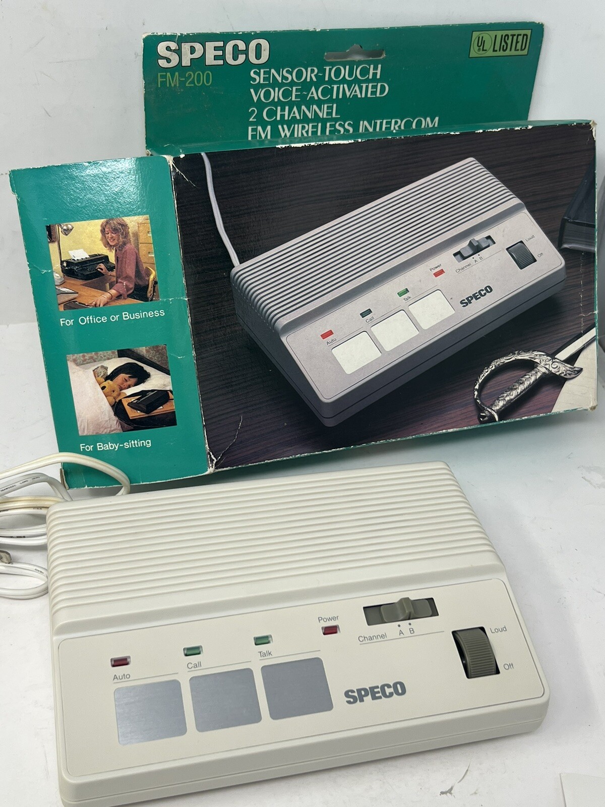 Vintage Speco Sensor Touch Voice Activated 2 Channel FM Wireless Intercom New