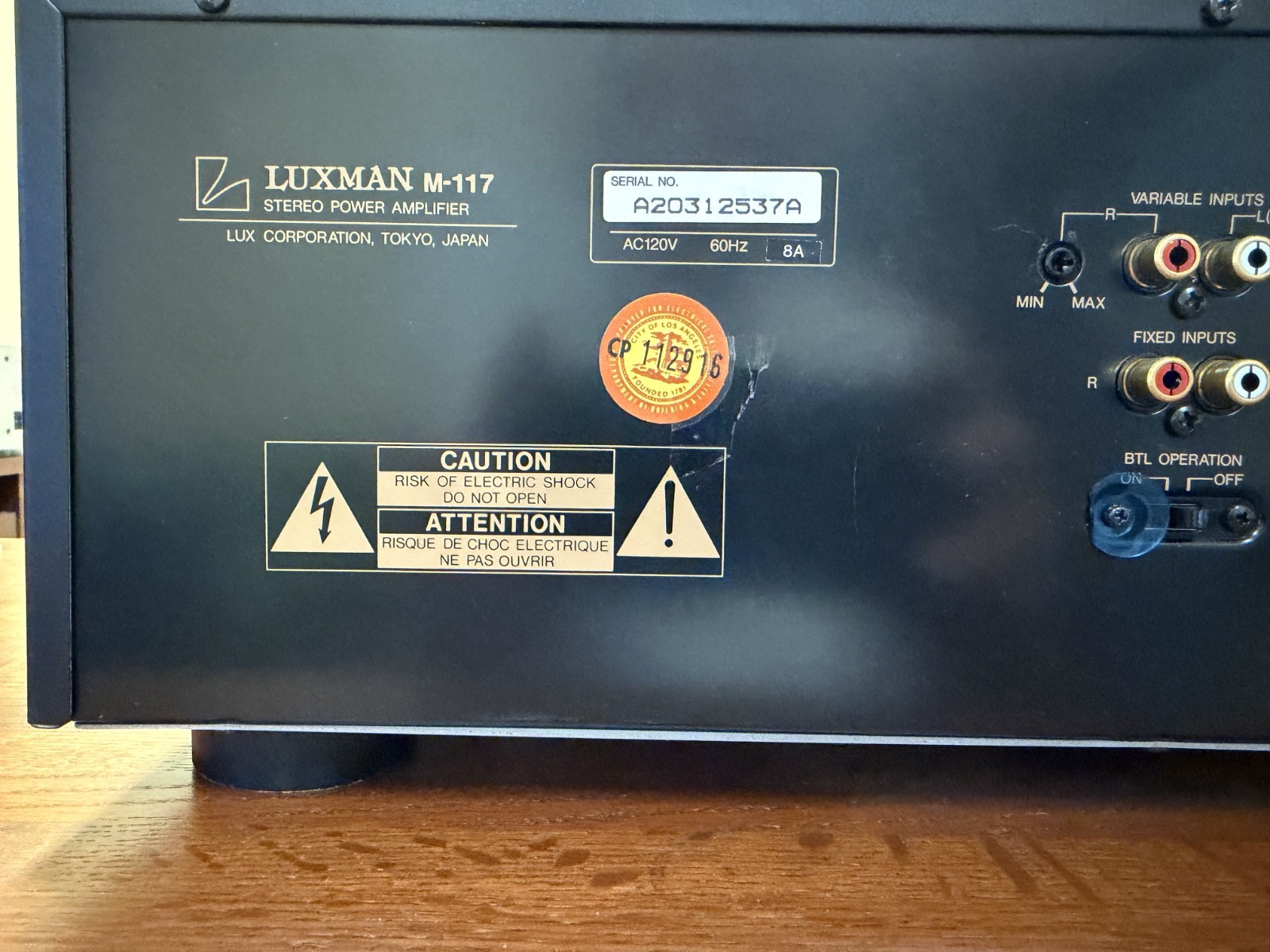 LUXMAN M-117 Power Amplifier. 200WPC Stereo or 450W bridged Mono Very Nice!