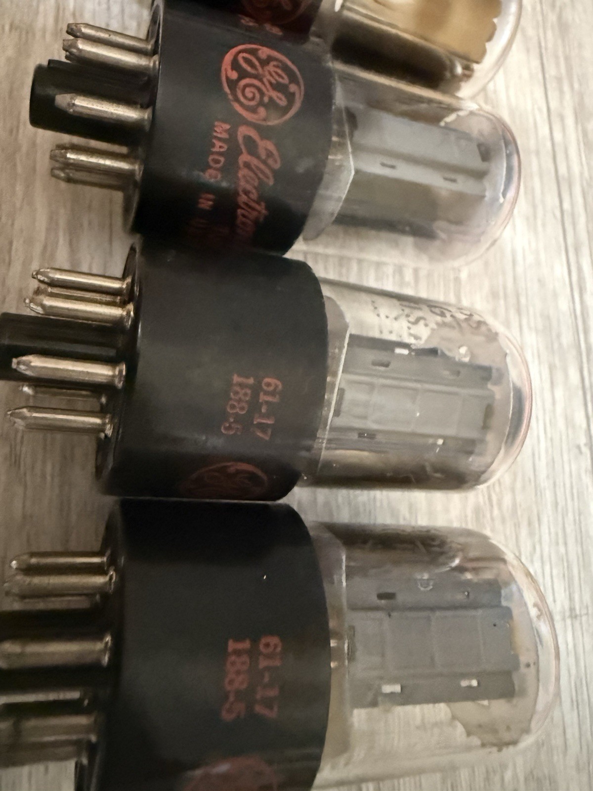 NOS Matched Quad GE 6SN7 GTB Red Label Side Getters OLD STOCK 60s