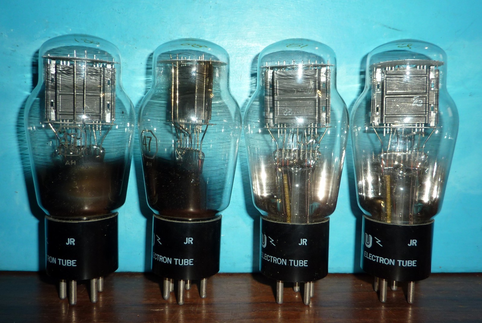 4 NU National Union Type 47 Tubes Blk Plate Hung Filaments Tested NOS/NIB LC~
