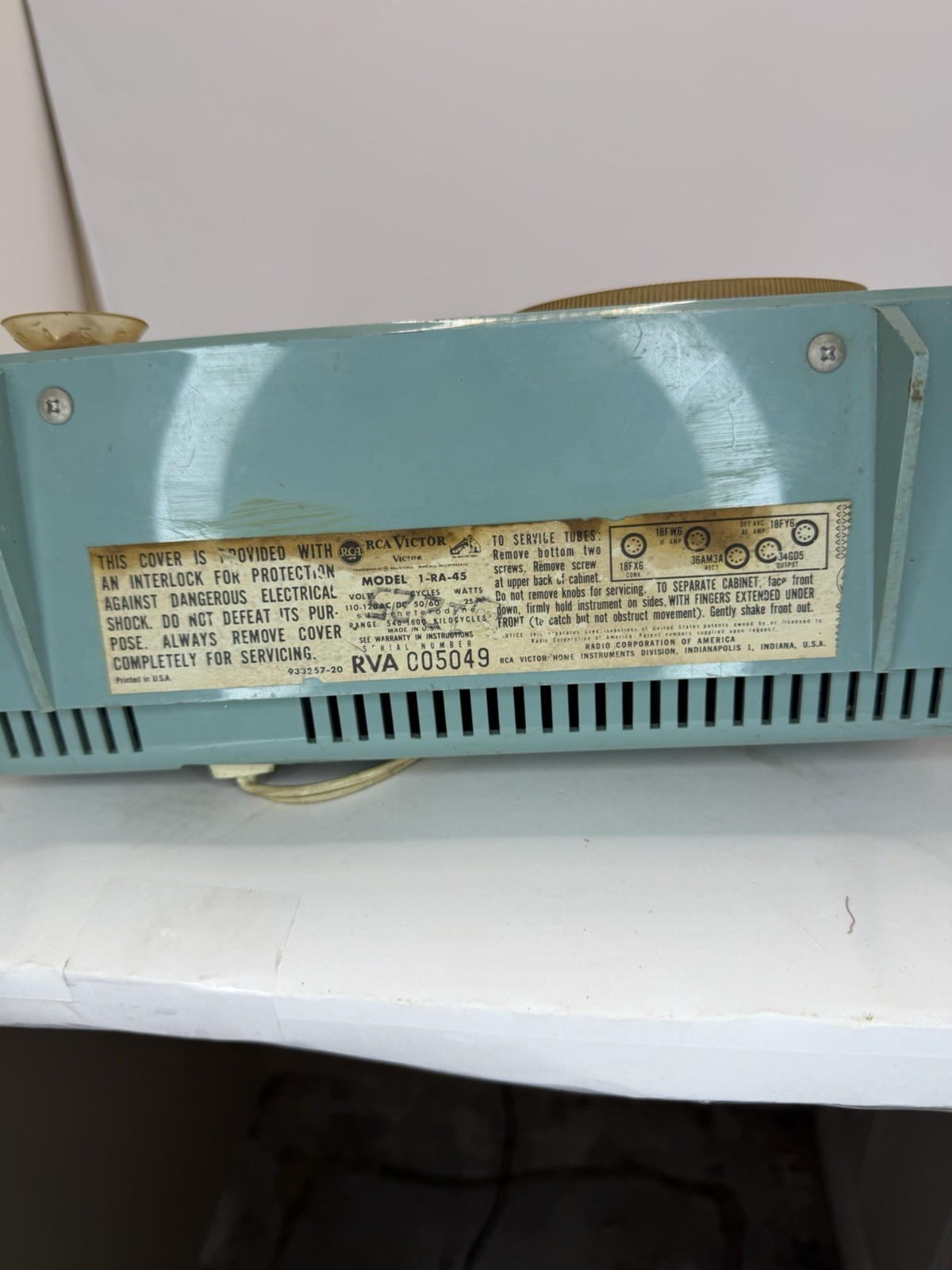 RCA Victor Radio 1-RA-45 Tested And Working