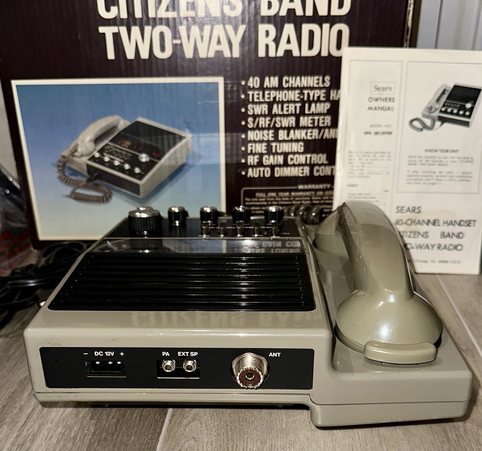 🔥RARE Vtg Sears RoadTalker 40 CB Two-Way Citizens Radio Handset 3813-Box-Extras
