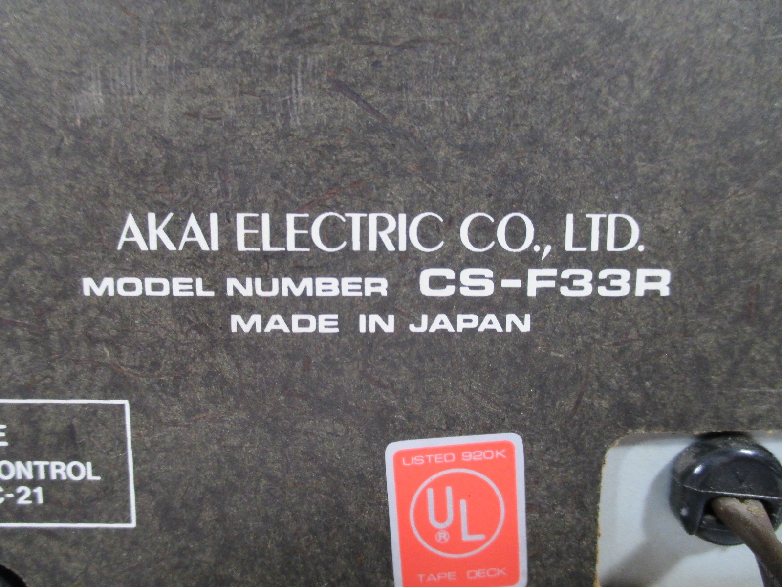 VINTAGE! Akai CS-F33R, Vintage, Stereo Cassette Deck (TURNS ON)