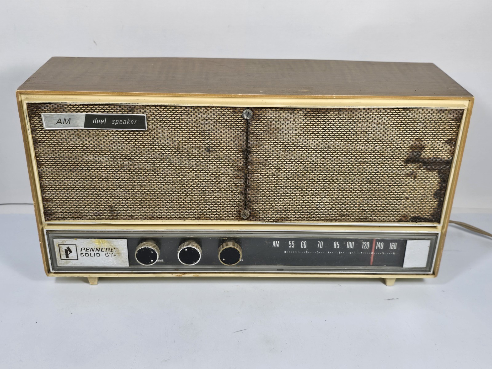 Rare J.C. Penney Pencrest Solid State Model 5513 AM Dual Speaker Radio For Parts