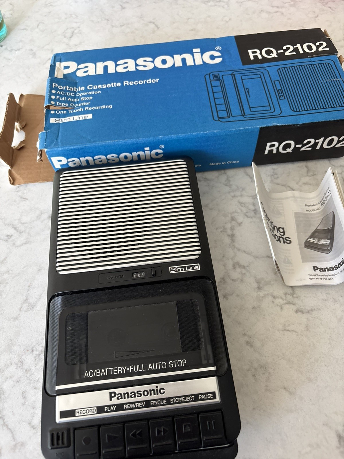Pristine condition Panasonic RQ2102 Cassette Tape Recorder in box Tested